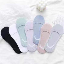 Kit 3 Meias Feminina Sapatilha Cano Curto Soquete Invisível Antiodor Confortável Esporte Academia Casual Meia Multicores
