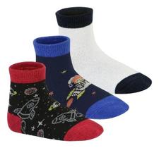Kit 3 Meias Infantil Bebê Cano Médio Escolar Molekinho Meninos Cor:vermelho preto azulTAMANHO:1922