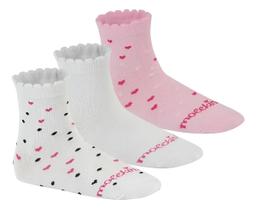 Kit 3 Meias Infantil Cano Médio Básica Molekinha Meninas Cor:Branco Preto RosaTamanho:2833