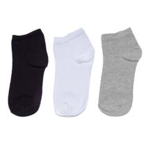 Kit 3 Meias Infantil Selene Cano Curto Branco/cinza/preto Kit 3 Meias Infantil Selene Cano Curto Branco/cinza/preto