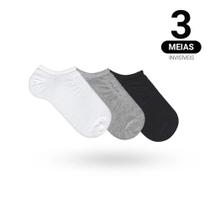 Kit 3 Meias Invisíveis Retida Feminina Sortida - K3-7735-0 - Cia Da Meia