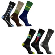 Kit 3 Meias Masculina Corrida Ciclismo Cano Médio Divertida