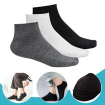 Kit 3 Meias Medio Meia Masculino e Feminino Para Trabalho, Escola, Academia e Esportes Multicolorido Poliéster Kit 3 Meias Medio Meia Masculino e Feminino Para Trabalho, Escola, Academia e Esportes Multicolorido Poliéster