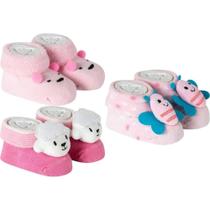 Kit 3 Meias Pantufa Bebê Recém Nascido Menina