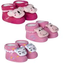 Kit 3 Meias Pantufa Bebê Recém Nascido Menina Kit 3 Meias Pantufa Bebê Recém Nascido Menina