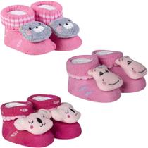 Kit 3 Meias Pantufa Bebê Recém Nascido Menina