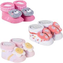 Kit 3 Meias Pantufa Bebê Recém Nascido Menina