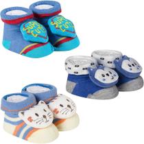 Kit 3 Meias Pantufa Bebê Recém Nascido Menino