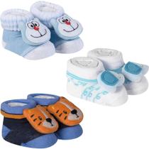 Kit 3 Meias Pantufa Bebê Recém Nascido Menino