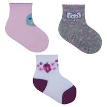 Kit 3 Meias Pimpolho 6 a 12 Meses Baleia Elefante Pássaro