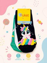 Kit 3 meias Puket menina unicornio 19 a 22 colorida Kit 3 meias Puket menina unicornio 19 a 22 colorida