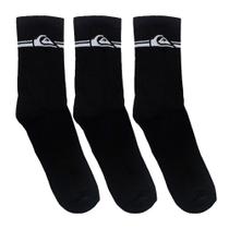 Kit 3 Meias Quiksilver Cano Médio - Preta