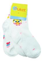 Kit 3 Meias Soquete Baby Corujinha Corações Puket - 19 A 22