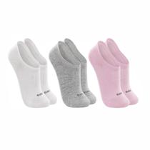 Kit 3 Meias Soquete Lupo Feminino, 37-40 - Rosa, Branco, Cinza