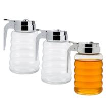 Kit 3 Meleira Pote Porta Mel de Vidro com Tampa de Metal 280ml Lyor