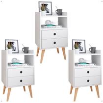 Kit 3 Mesas Cabeceira Dream Jogo Mesinha Decorativa Lateral Cama Decoração Quarto Casal Solteiro - Branco - RPM Móveis Kit 3 Mesas Cabeceira Dream Jogo Mesinha Decorativa Lateral Cama Decoração Quarto Casal Solteiro - Branco - RPM Móveis