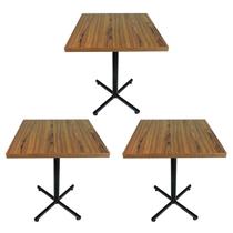 Kit 3 mesas design industrial tampo amadeirado escuro 60x60 p/ restaurante Kit 3 mesas design industrial tampo amadeirado escuro 60x60 p/ restaurante