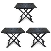 Kit 3 Mesas Dobráveis de Plástico Quadrada 80x72cm Bistrô Preta Kit 3 Mesas Dobráveis de Plástico Quadrada 80x72cm Bistrô Preta