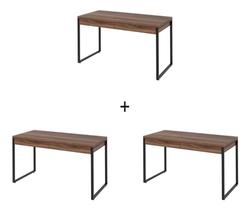 Kit 3 Mesas Escritório Kuadra Estilo Indust 1,35m 2 Gavetas