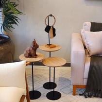 Kit 3 Mesas Laterais Karla Baixa/media/alta, Tpos Redondos Bp Itapoã e Bases Micro Texturizado