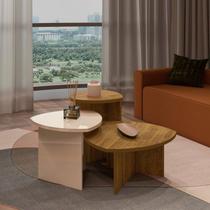 Kit 3 Mesas Laterais para Sala de Estar com 1 Mesa de Centro Oval e 2 Mesas Laterais Delta Kit 3 Mesas Laterais para Sala de Estar com 1 Mesa de Centro Oval e 2 Mesas Laterais Delta