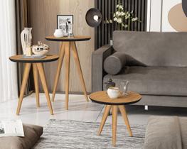 Kit 3 Mesas Lateral Apoio e Centro Plus 40cm Pés Palito Cores - Comprar Moveis para sua Casa Kit 3 Mesas Lateral Apoio e Centro Plus 40cm Pés Palito Cores - Comprar Moveis para sua Casa