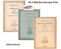 Kit 3 Métodos Henrique Pinto - Iniciação Ao Violao - Vol 1 e 2 e Curso Progressivo Vol 3 - Ed. Ricordi