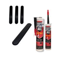 Kit 3 metros Piso Tátil Flex Elemento Direcional Pvc Preto e Cola Soudal Fix All 290ml Kit 3 metros Piso Tátil Flex Elemento Direcional Pvc Preto e Cola Soudal Fix All 290ml