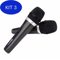 Kit 3 Microfone com fio Duplo profissional modelo MT-1003