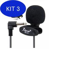 Kit 3 Microfone De Lapela 3.5mm Stereo P2 Knup Kp-911