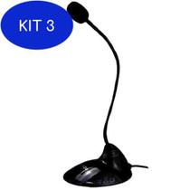 Kit 3 Microfone De Mesa Preto - Xd2034