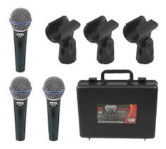 Kit 3 Microfone Dinamico Tipo Shure Beta Sm58 Prof Nfe