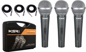 Kit 3 Microfone Profissional Sm Ktr58 Ksr Pro + Cabo P10