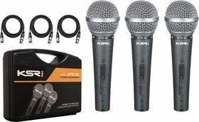 Kit 3 Microfone Profissional Sm Ktr58 Ksr Pro + Cabo Xlr