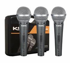 Kit 3 Microfone Profissional Sm Ktr58 Ksr Pro Metal com estojo Kit 3 Microfone Profissional Sm Ktr58 Ksr Pro Metal com estojo