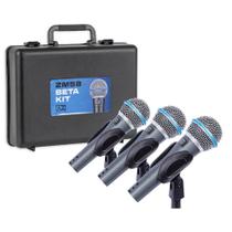 Kit 3 Microfone Profissional ZM58 Beta + Maleta + Cachimbo