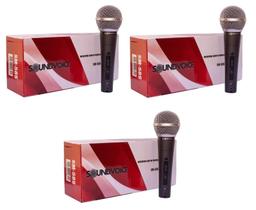 Kit 3 microfone sundvoice sm58s cardioide dinâmico com fio