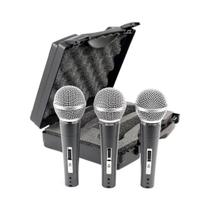 Kit 3 Microfones Com Fio De Mão Dinâmico 48-3 - Csr Cor Preto