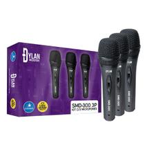 Kit 3 Microfones Dinâmico De Mão Com Cabo 3m Dylan SMD-300 Preto Kit 3 Microfones Dinâmico De Mão Com Cabo 3m Dylan SMD-300 Preto