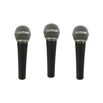 Kit 3 Microfones Dinâmicos Cachimbo Maleta SM58LC Soundvoice