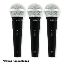 Kit 3 Microfones Dinâmicos Mão Leson Ls50 K3 Preto Sem Fio