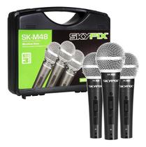 Kit 3 Microfones Profissional De Fio Skypix Skm48 Com Maleta
