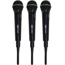 Kit 3 Microfones sem Fio Profissional Wireless P10 para Karaokê e Caixa de Som Knup KP-M0005 Preto