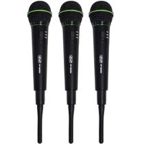 Kit 3 Microfones sem Fio Profissional Wireless P10 para Karaokê e Caixa de Som Knup KP-M0005 Preto