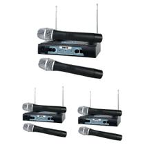 Kit 3 Microfones sem Fio TK V202 VHF Onyx