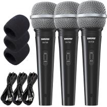 Kit 3 Microfones Shure SV100 com Cabo e Espuma Kit 3 Microfones Shure SV100 com Cabo e Espuma