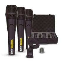 Kit 3 Microfones SKP Com Fio PRO-33K Com Case