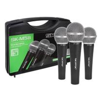 Kit 3 Microfones Vocal Dinâmico com Maleta SK-M58 - SKYPIX Kit 3 Microfones Vocal Dinâmico com Maleta SK-M58 - SKYPIX