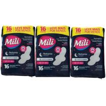 Kit 3 Mili Absorvente Mili Suave Proteção Total Com Abas 16 Unidades