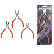 Kit 3 Mini Alicate com mola Bico Meia Cana Diagonal Redondo